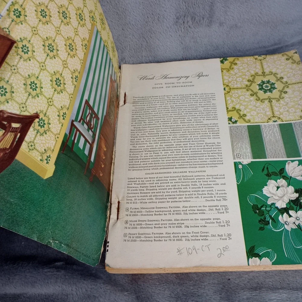 Montgomery‎ Ward Wallpaper Catalog 1949 Retro